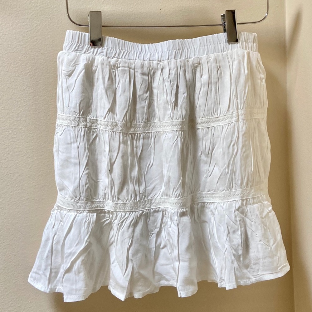 Princess Polly white mini flowy skirt